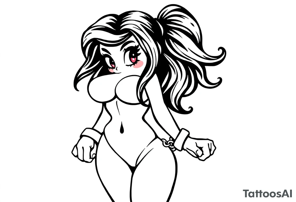 naked girl, in handcuffs tattoo idea