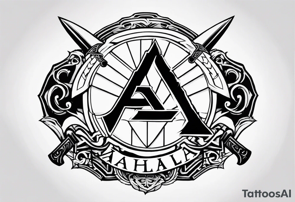 Valhalla shield sword valknut tattoo idea