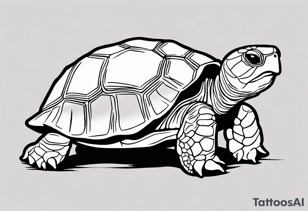 Small cute one line cartoonish tortoise reminding you to go slow tattoo idea