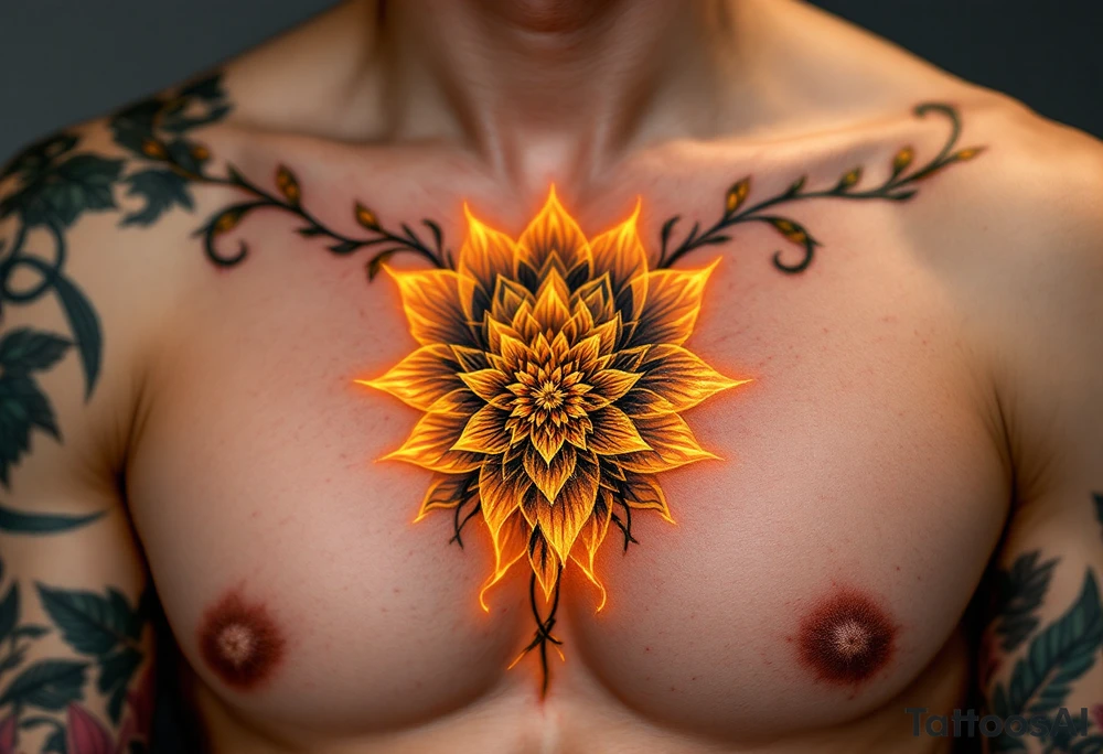 Flower, luminous gold tattoo idea