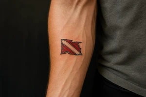 torn dive flag tattoo idea