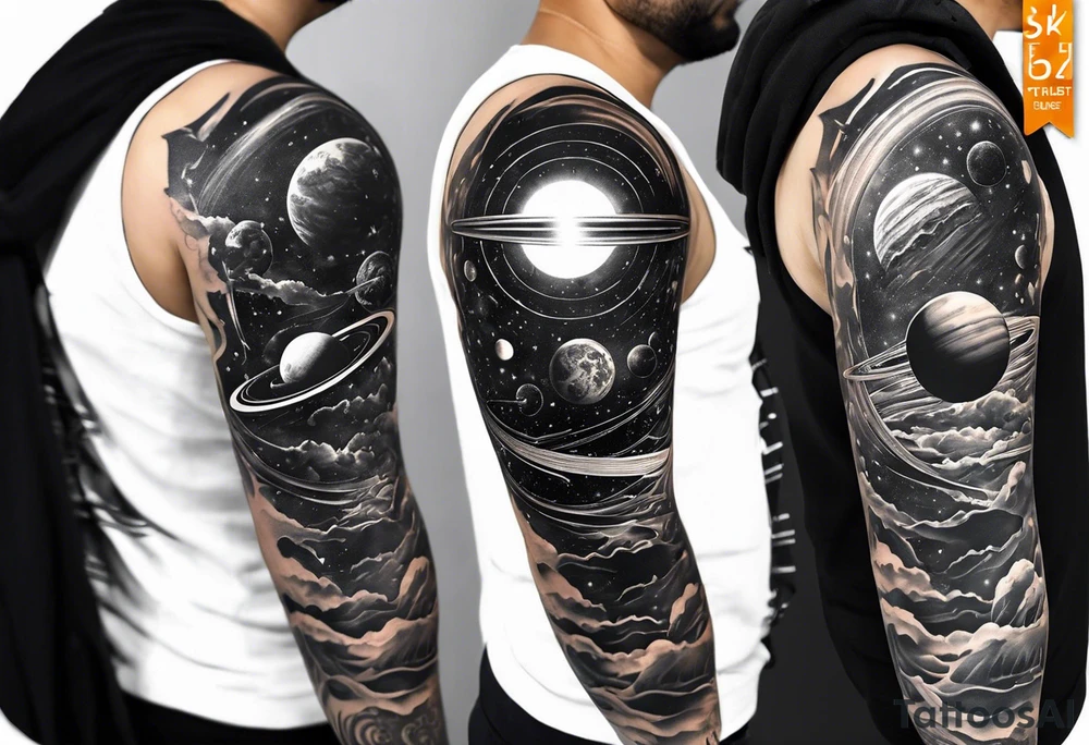 solar system spine tattoo idea