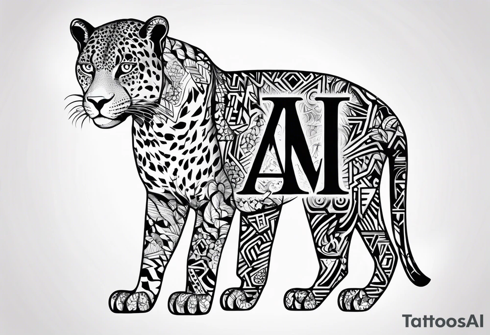 a jaguar like silhouette and a letters AAA for a neice tattoo idea