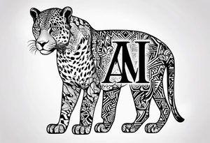 a jaguar like silhouette and a letters AAA for a neice tattoo idea