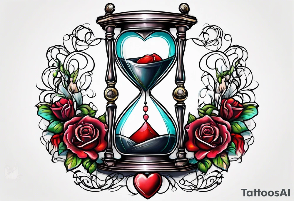 Hourglass heart tattoo idea