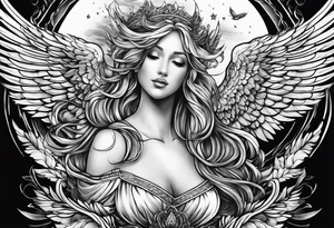Sexy angel rising in the sky tattoo idea