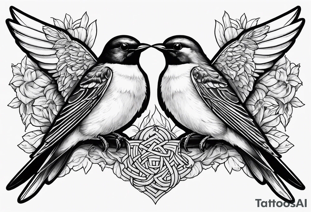 Two swallows with the word achentachetig tattoo idea