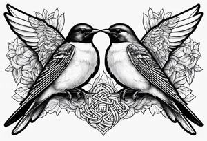 Two swallows with the word achentachetig tattoo idea