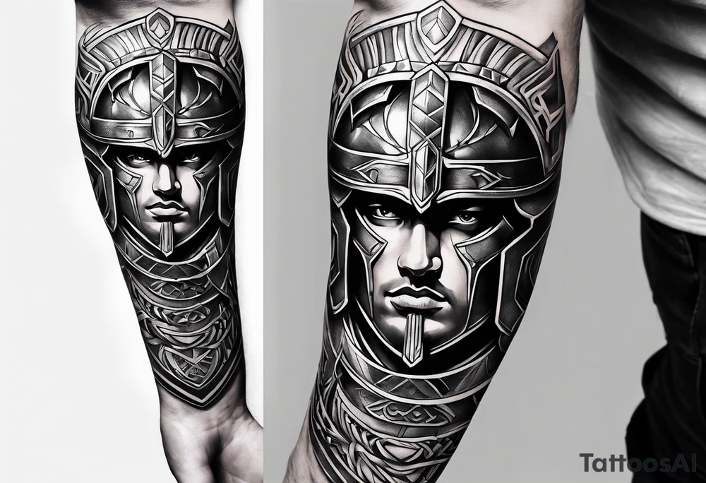 Gladiator shin armor tattoo idea