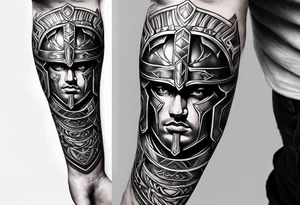 Gladiator shin armor tattoo idea