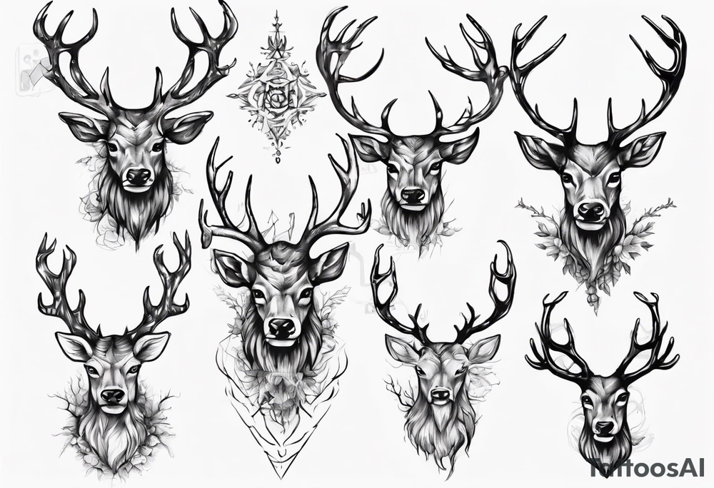 Majestic stag with exagerrated antlers tattoo idea