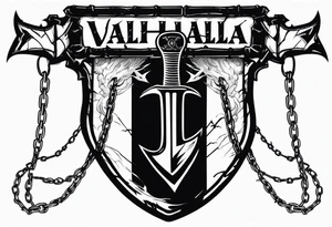 Valhalla sword shield axe barbed wire chains dark cloud lightning tattoo idea