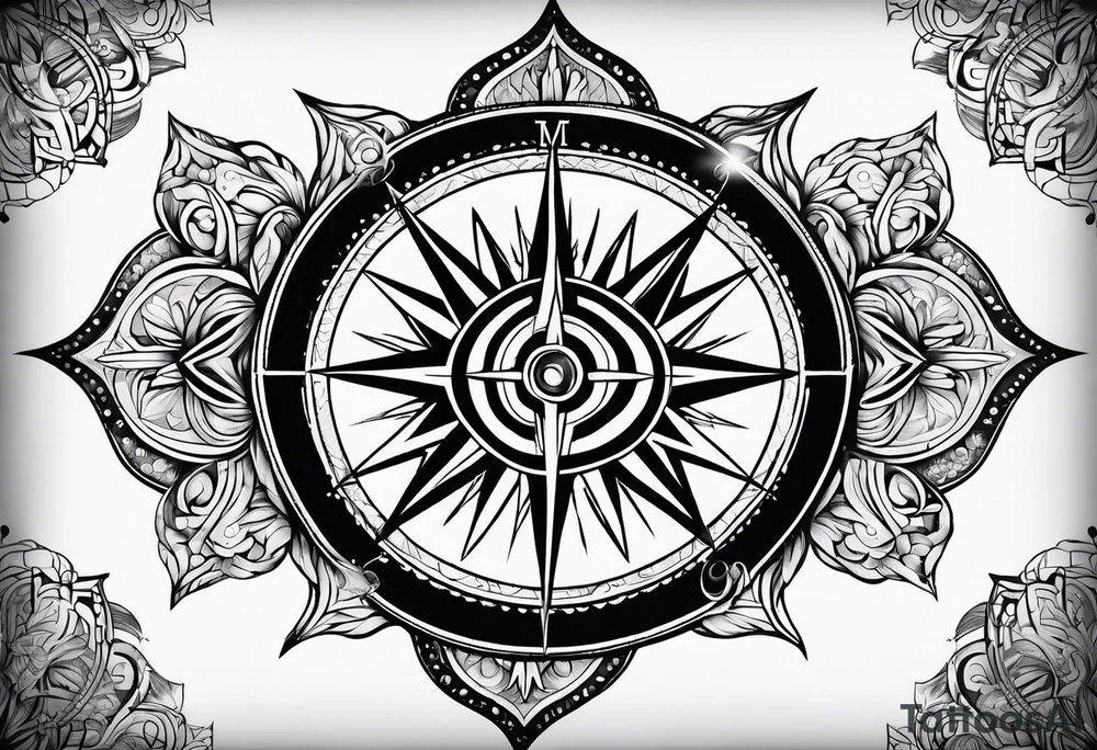 Bisexual compass rose tattoo idea