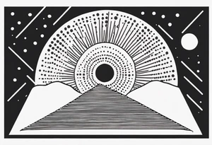 simple sunshine made of black dots with triangles and circles tattoo idea