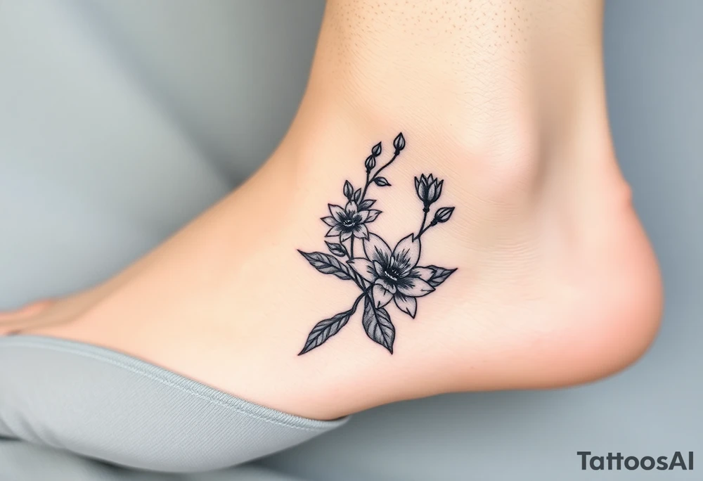 Hexagon Leo larkspurs and water lilies tattoo idea
