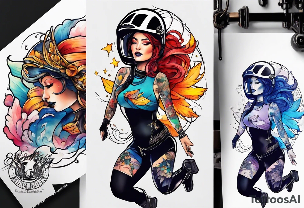 Woman skydiver tattoo idea