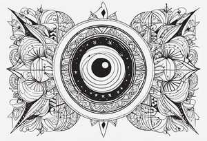 Нежные тонкие пионы с линиями и центральной звездой tattoo idea