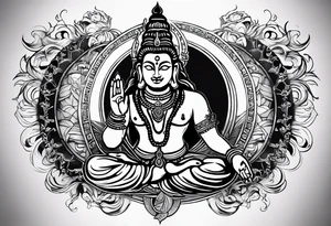 I'll focus on incorporating Lord Shiva, symbols of adventure, happiness, and travel, along with the requested themes of positivity and going with the flow into the design tattoo idea