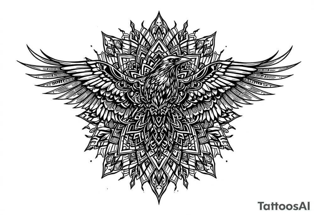 Mandala  raven tattoo idea