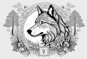 leader strong woman tree mushroom majestic hippie wolf tattoo idea