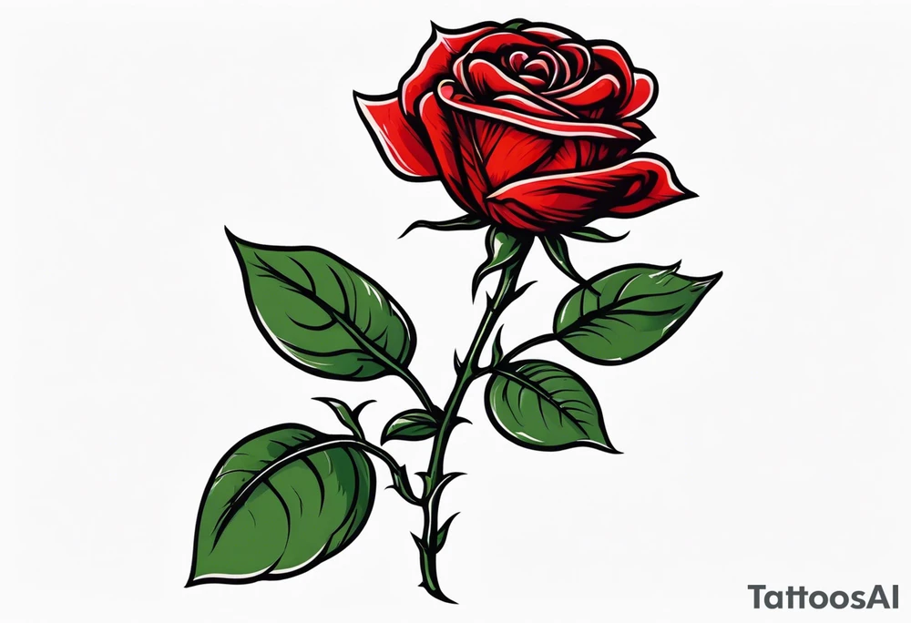 a red rose with stem and thorns tattoo idea