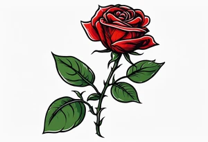 a red rose with stem and thorns tattoo idea
