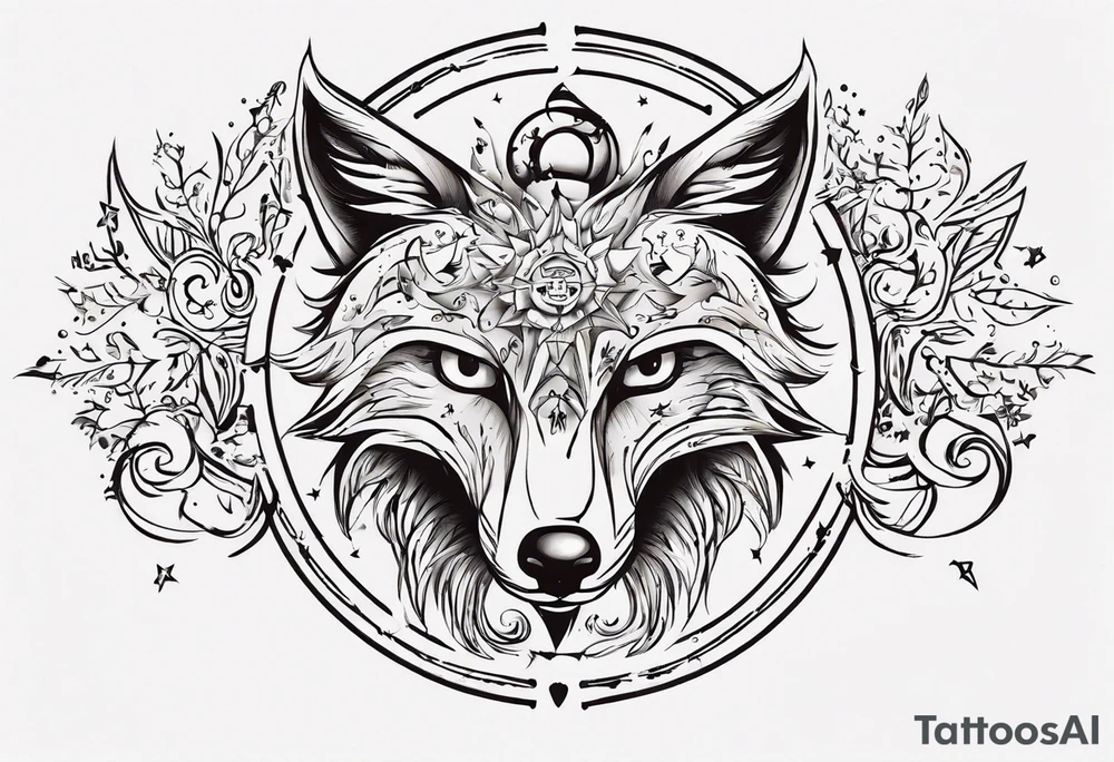 Eule Sonne Fuchs der Schriftzug : "Sapere Aude" und Sternzeichen Wasserman tattoo idea
