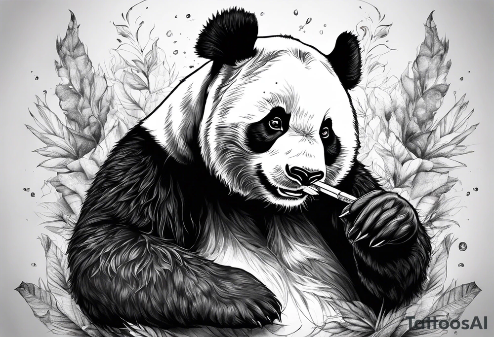 Panda fumando cigarro tattoo idea