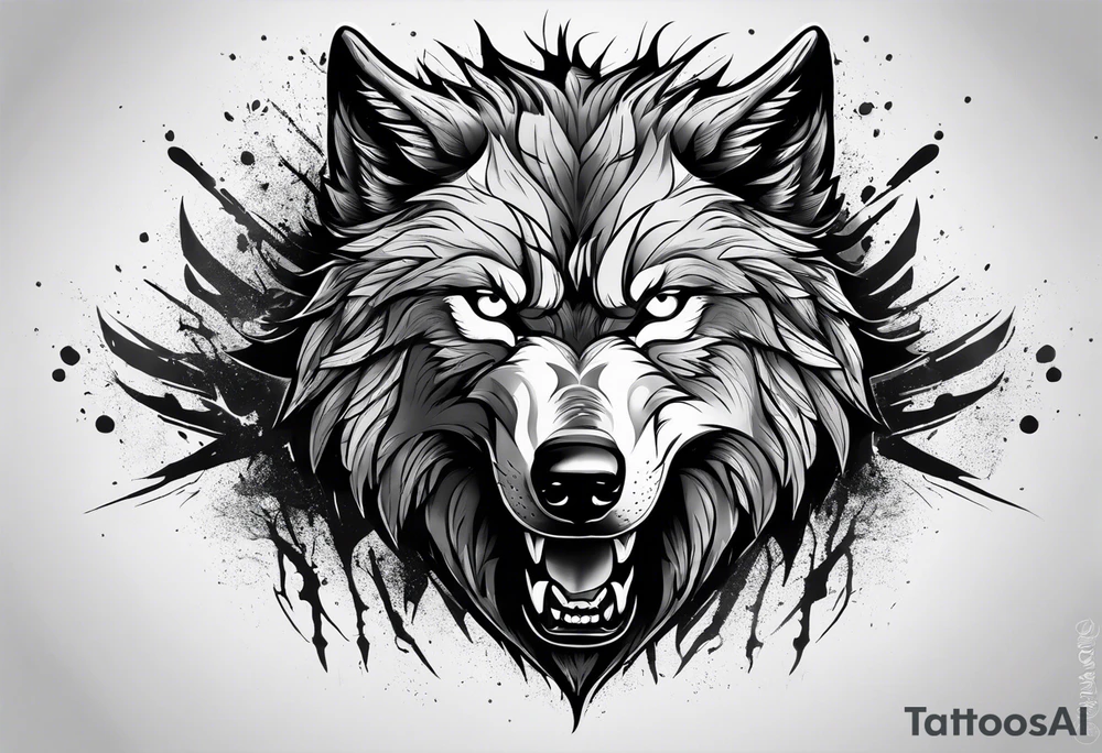 angry alpha wolf tattoo idea