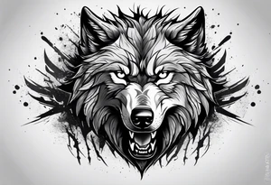 angry alpha wolf tattoo idea