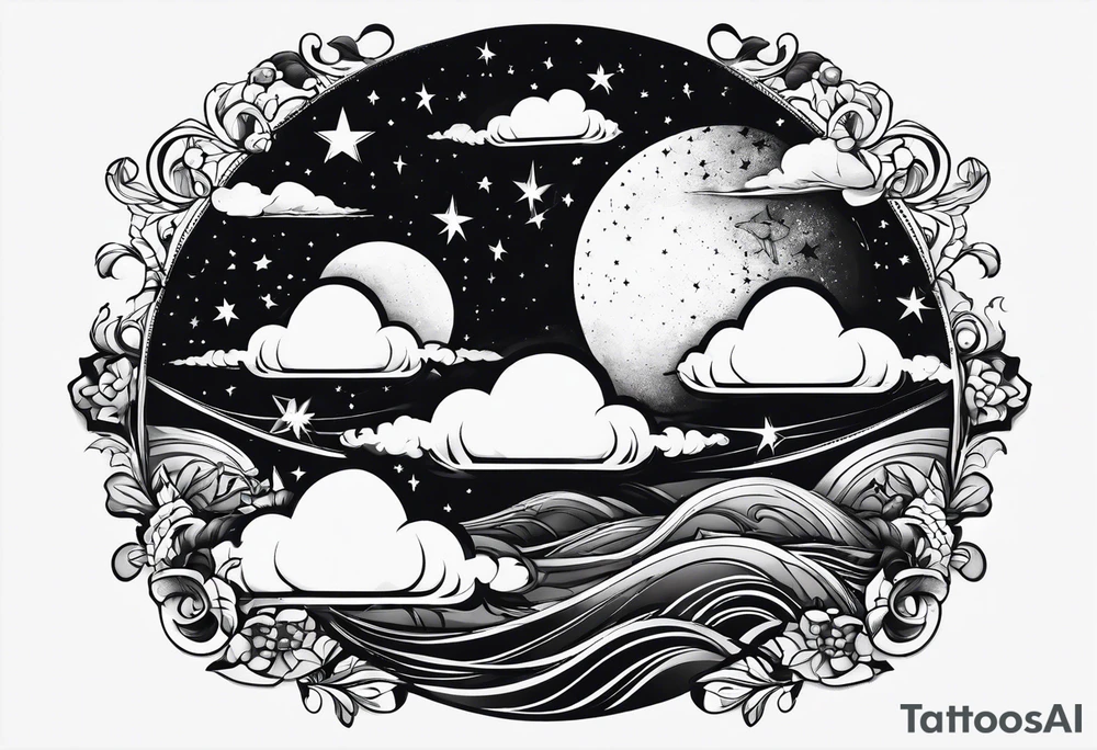 stars, clouds, Neven tattoo idea