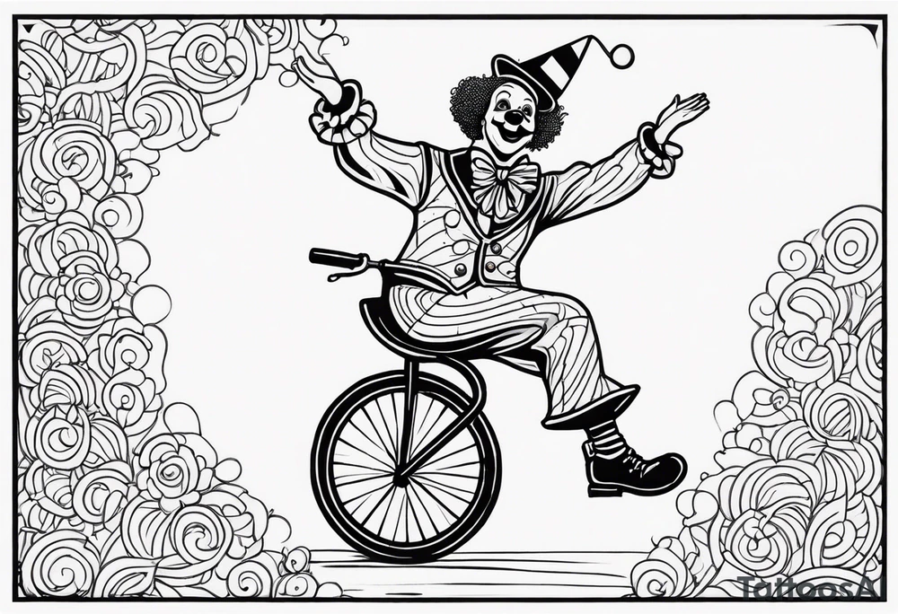 clown juggling on a unicycle tattoo idea