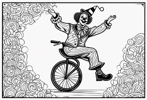 clown juggling on a unicycle tattoo idea