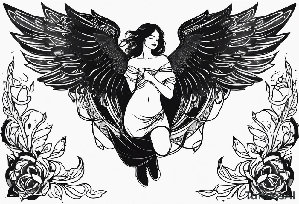 The band sleep token, with the lyrics the night belongs to you, I must be someone new. With wings tattoo idea