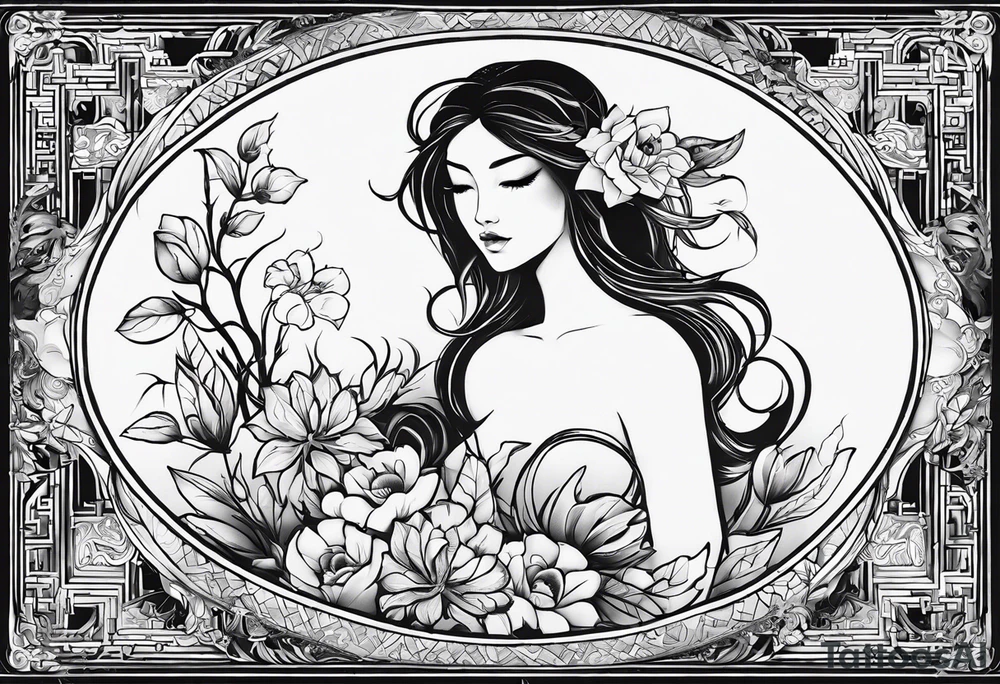 I want a fine line, feminine but very powerful tattoo. I want it to feel oriental and decorative. I want the image to portray a powerful story from the Bible. I want the tattoo to look peaceful and glowy. It has to tell a biblical story tattoo idea