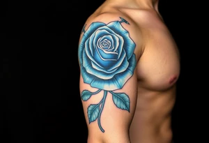 money rose in blue tattoo idea