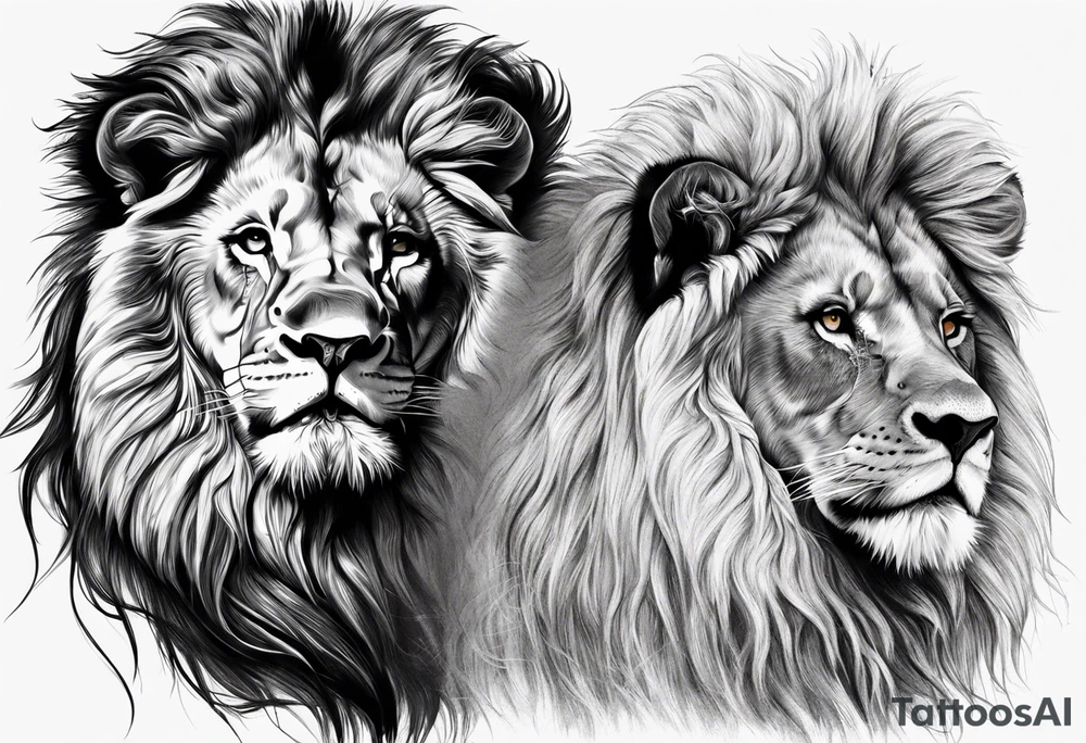 lion and lioness tattoo idea