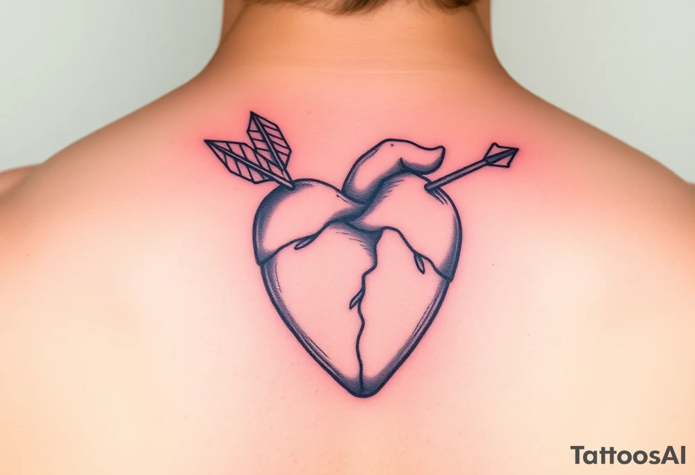 Detailed heart with an arrow inside tattoo idea