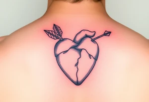 Detailed heart with an arrow inside tattoo idea