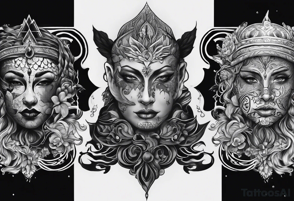 Unsettling depiction of a mind with bipolar tattoo idea