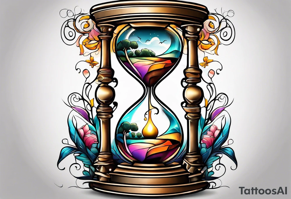 hourglass and tree of life tattoo idea