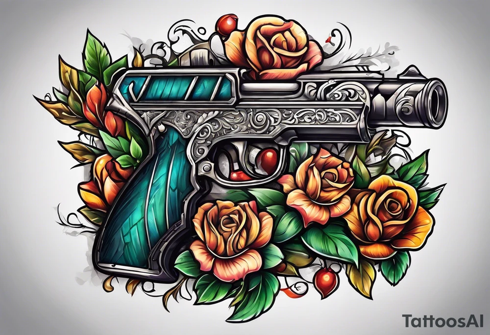 The letters AR with a pistol on each side tattoo idea