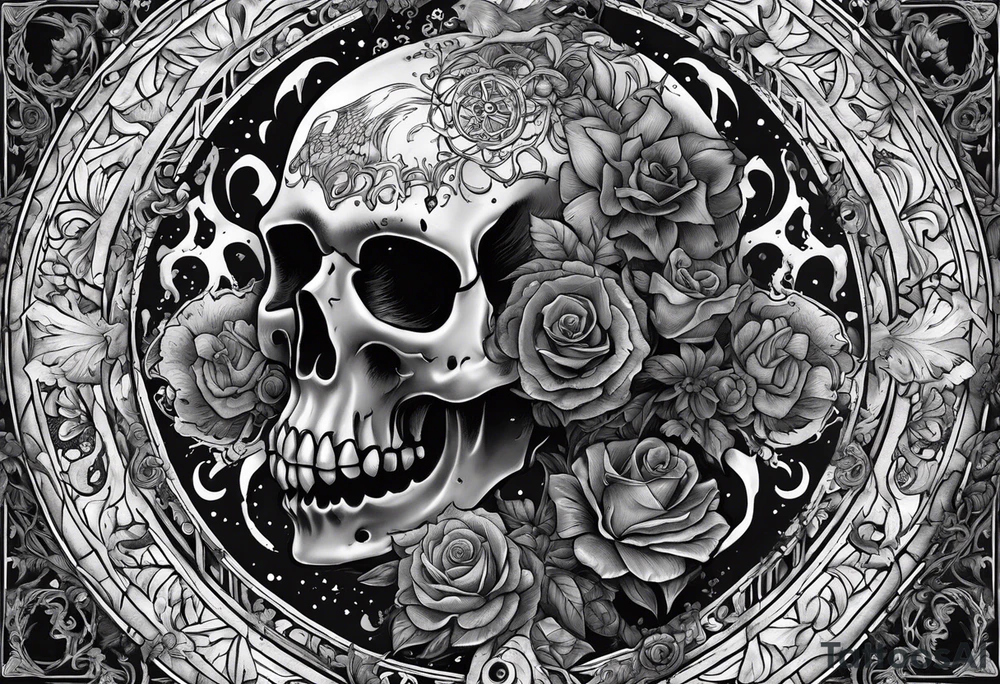 death and beauty, Eldridge horror, astrology scene tattoo idea