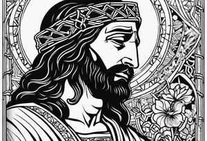 Jesus crying 3 reads one small one medium and one large in the large tear there is the god of death and all around the 3 year drops there is skeletons and dead people tattoo idea
