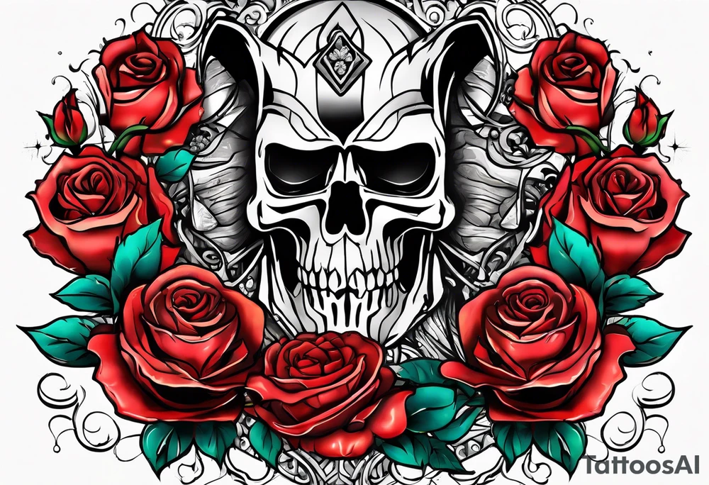 detroit city , with ♍️ symbol and roses tattoo idea