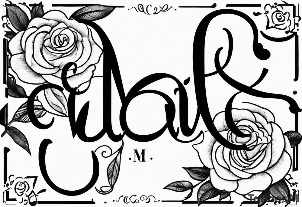 una rosa y las letras MCMLXXXII tattoo idea