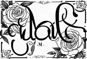 una rosa y las letras MCMLXXXII tattoo idea