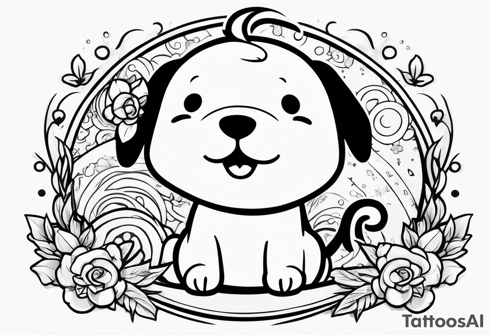 super cute anime cinnamon roll puppy sanrio boba tattoo idea