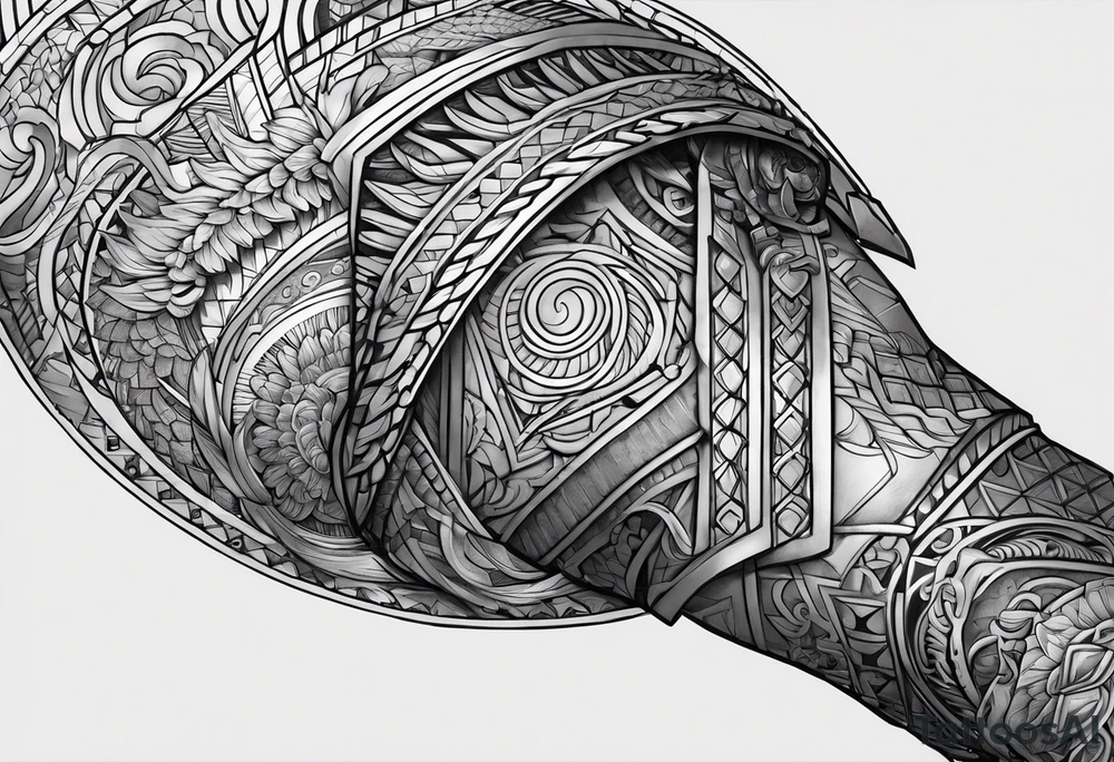 scale armor arm tattoo idea
