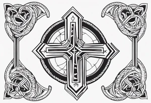 a cross with a snake around it tattoo idea